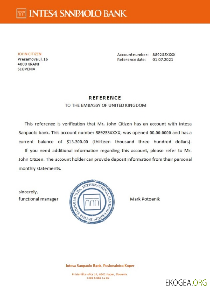 Slovénie , Intesa Sanpaolo bank , reference